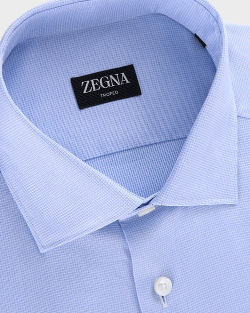 Blue Microtexture Trofeo Cotton Shirt