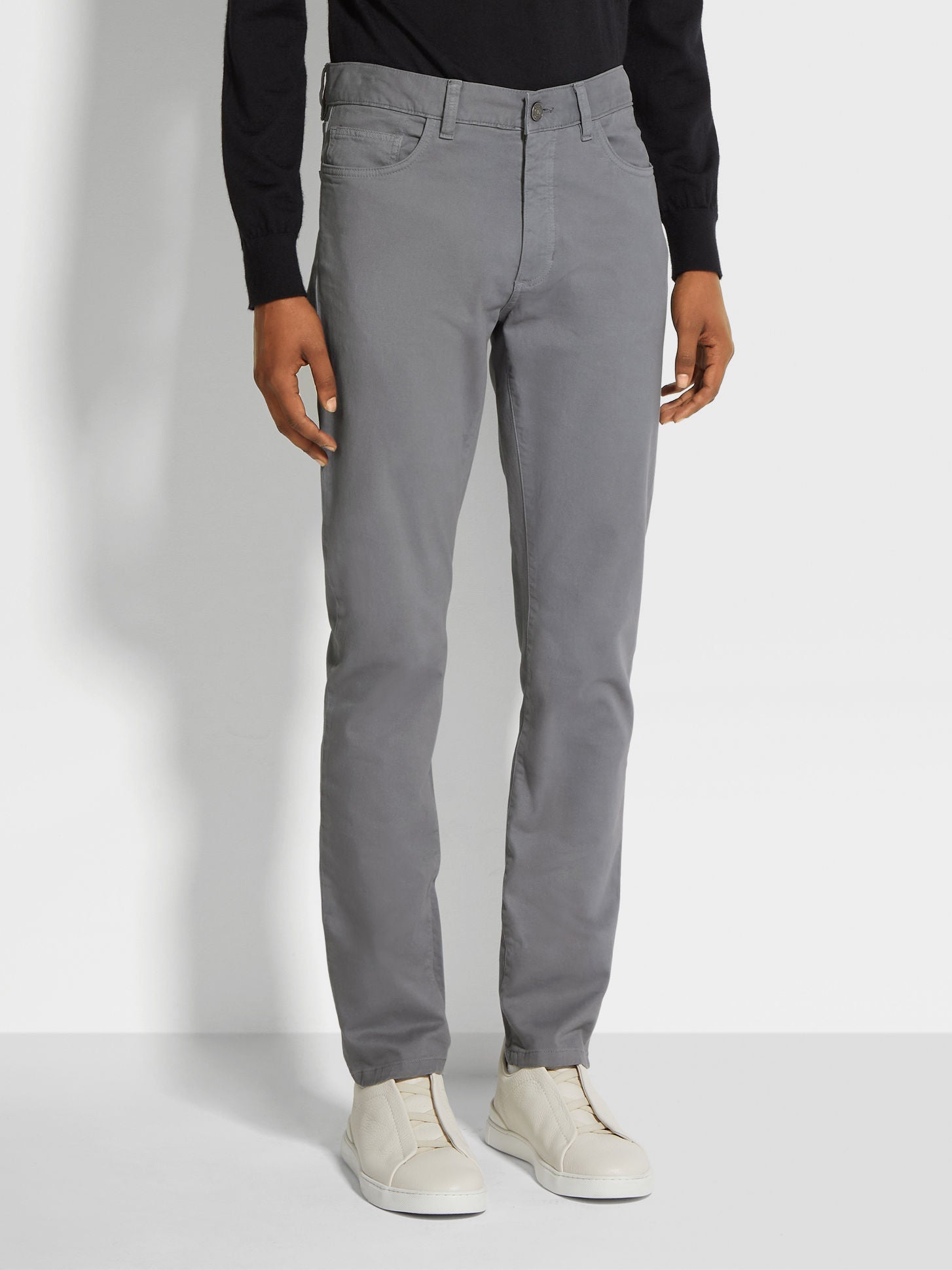 Light Grey Stretch Cotton Roccia Jeans